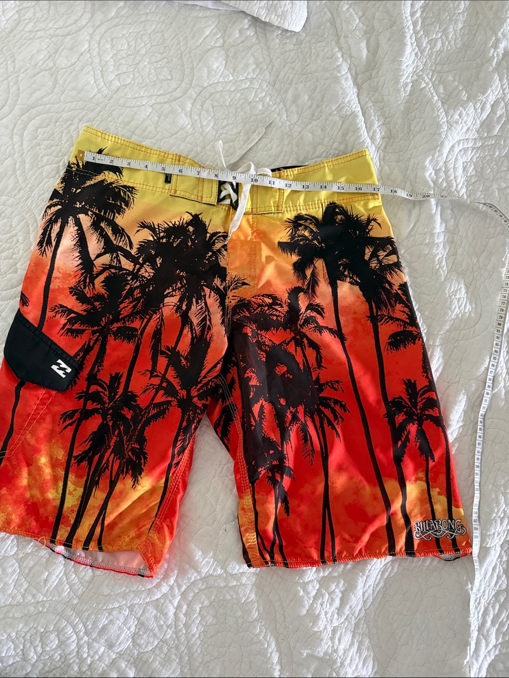 Billabong Men’s Yellow Orange Red Palm Print Board Shorts